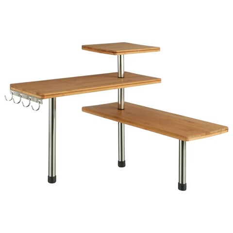 Raft de colt pentru bucatarie cu 3 nivele, 5five, 45 x 43 x 38.5 cm, bambus