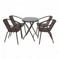 Set mobilier de gradina Royal, Heinner Home, 5 piese, plastic/sticla/otel, maro