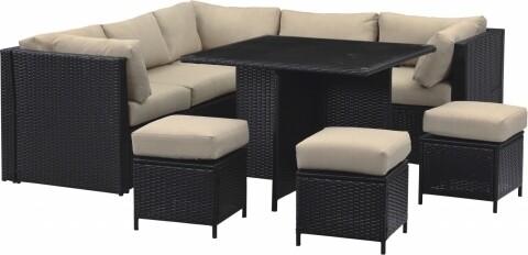 Set mobilier de gradina, Heinner, 9 piese, Oslo Black/Cream