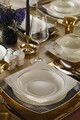 Serviciu de masa 53 piese INBNMR53YT43011444, Kutahya Porselen, portelan, alb/auriu