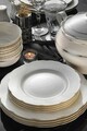Serviciu de masa 62 piese BNOLY62YT1138020, Kutahya Porselen, ceramica, alb/auriu