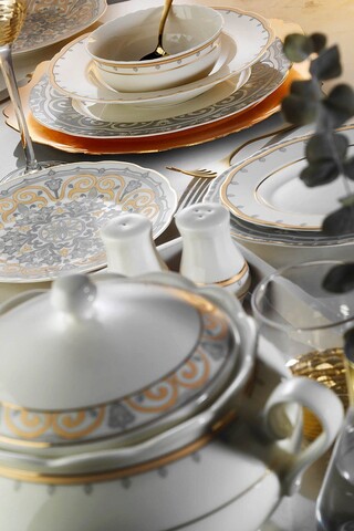 Serviciu de masa 62 piese BNOLY62YT43012243, Kutahya Porselen, ceramica, multicolor