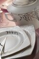 Serviciu de masa 62 piese BNMR62YT430122626, Kutahya Porselen, portelan, alb/argintiu