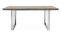 Masa Stanton, Bizzotto, 180x90x76 cm, 8 locuri, lemn reciclat/sticla temperata/inox