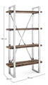 Corp biblioteca Stanton, Bizzotto, 90x35x180 cm, lemn reciclat/sticla temperata/inox