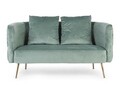 Canapea 2 locuri Tenbury, Bizzotto, 144x77x79.5 cm, lemn de frasin/otel/catifea, albastru tiffany