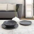 Set 12 farfurii adanci, Bidasoa, Cosmos, Ø 22 cm, ceramica, negru
