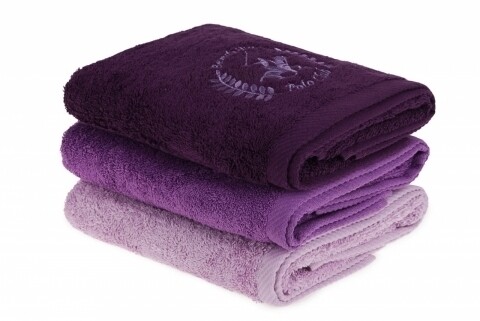 Set 3 prosoape de maini Beverly Hills Polo Club, 50x90 cm, 100% bumbac, Lilac/Purple/Dark Purple