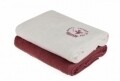 Set 2 prosoape de baie Evolution, Beverly Hills Polo Club, 70 x 140 cm, 100% bumbac, Crem/Roz inchis