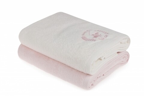 Set 2 prosoape de baie, Beverly Hills Polo Club, 70x140 cm, 100% bumbac, crem/frez