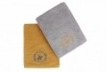 Set 2 prosoape de baie, Beverly Hills Polo Club, 70x140 cm, 100% bumbac, mustar/gri