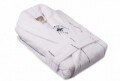 Halat de baie unisex, Beverly Hills Polo Club, 100% bumbac, XS/S, White/Dark Blue