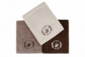 Set 3 prosoape de baie Evolution, Beverly Hills Polo Club, 70 x 140 cm, 100% bumbac, Crem/Maro deschis/Maro inchis