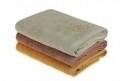 Set 3 prosoape de baie Beverly Hills Polo Club, 70x140 cm, 100% bumbac, Light Brown/Mustard/Green