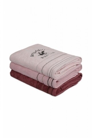 Set 3 prosoape de baie Beverly Hills Polo Club, 70x140 cm, 100% bumbac, Light Pink/Dark Pink/Dusty Rose