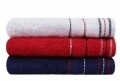 Set 3 prosoape de baie Beverly Hills Polo Club, 70x140 cm, 100% bumbac, White/Dark Blue/Red