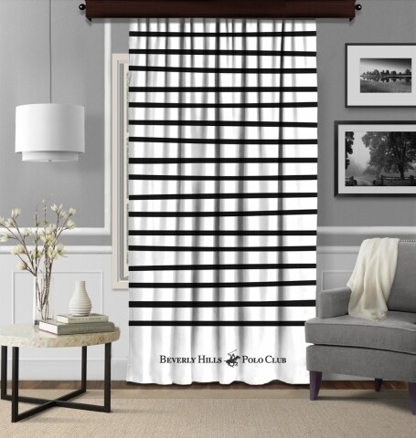 Draperie Beverly Hills Polo Club, 140x260, 100% poliester, White/Black
