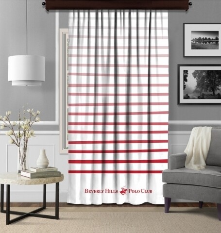 Draperie Beverly Hills Polo Club, 140x260, 100% poliester, Red/White