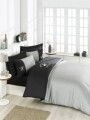 Lenjerie de pat dubla Anthracit, Beverly Hills Polo Club, 4 piese, 240 x 260 cm, 100% bumbac satinat, gri deschis/antracit