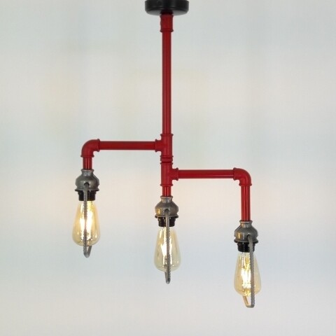 Candelabru All Design, handmade, 44x13x65 cm, Black Red Grey