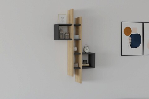 Raft de perete, Asse Home, Emse, PAL , Stejar safir / Antracit