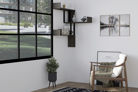 Raft de perete, Asse Home, Bombe- Anthracite, 105x60x20 cm, PAL , Antracit