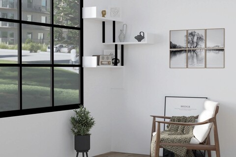 Raft de perete, Asse Home, Bombe- White, 105x60x20 cm, PAL , Alb