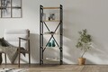 Corp biblioteca, Asse Home, Kinder, 72x170x25 cm, PAL, Stejar / Negru