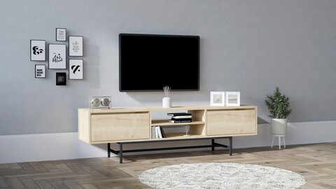 Comoda TV, Asse Home, Tauber, 180x50x40 cm, PAL, Maro