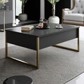 Masuta de cafea, Bexley, Luxe, 90x60x40 cm, PAL, Antracit / Aur