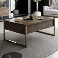 Masuta de cafea, Bexley, Luxe, 90x60x40 cm, PAL, Nuc / Aur