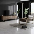 Masuta de cafea, Bexley, Luxe, 90x60x40 cm, PAL, Nuc / Aur