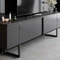 Comoda TV, Bexley, Luxe, 180x30x50 cm, PAL, Antracit / Negru