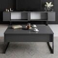 Comoda TV, Bexley, Luxe, 180x30x50 cm, PAL, Antracit / Negru