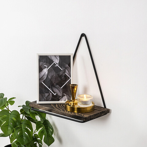 Raft de perete, Hanah Home, Begonia, 27x28x15 cm, Negru / Nuc Inchis