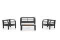 Set mobilier de gradina, Clara, Assento 2+1+1+S, Aluminiu, Gri/Negru