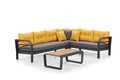 Set mobilier de gradina, Clara, Assento Corner, Aluminiu, Gri / Galben / Negru