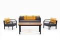 Set mobilier de gradina, Hanah Home, Assento 3+1+1+M, Cadru: 100% ALUMINIU, Galben / Gri / Negru