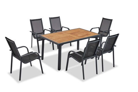 Set mobilier de gradina, Clara, Berlin, Cadru: 100% ALUMINIU, Antracit / Lemn