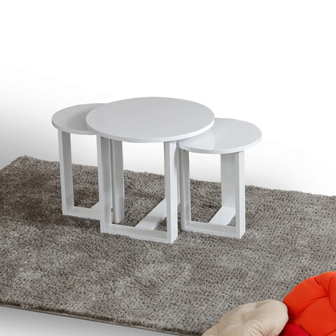 Set masute 3 piese, Comforty, Mira, PAL, Alb