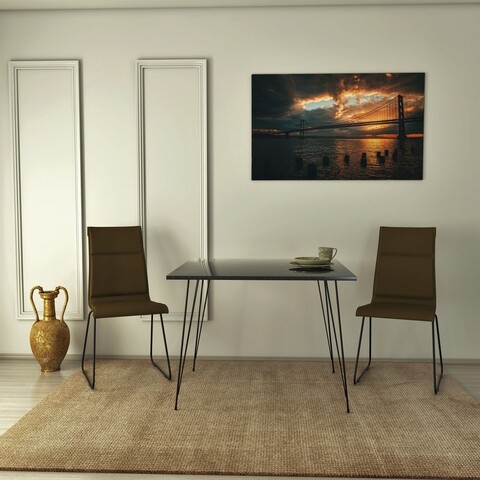Masa, Comforty, Sandalf Square, 90x75x90 cm, PAL, Alb/Negru