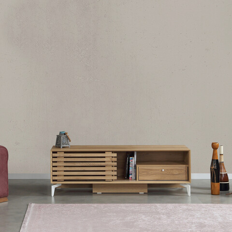 Comoda TV, Comforty, Lulu, 150x50x41 cm, PAL, Stejar