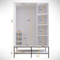 Dulap pentru haine, Comforty, Martin 3, 126x200x50 cm, PAL, Alb / Negru / Auriu