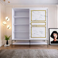 Dulap pentru haine, Comforty, Martin 190, 190x200x57 cm, PAL, Alb / Negru / Auriu