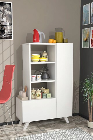 Dulap multifunctional, Coraline, Agostina, 80x121x31 cm, PAL, Alb