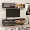 Comoda TV, Coraline, Mono, 180x45.8x29.5 cm, Nuc / Antracit