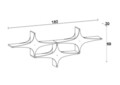 Raft de perete, Decormet, Susen 3, 180x69x20 cm, PAL, Alb/Negru
