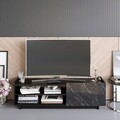 Comoda TV, Decorotika, Valantina, 140x41 cm, PAL, Negru / Marmură