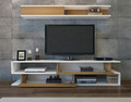 Comoda TV, Decorotika, Sims, PAL, Alb / Teak