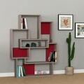 Corp biblioteca, Decortie, Barce, 101x132x22 cm, Mocha deschis / Burgundia